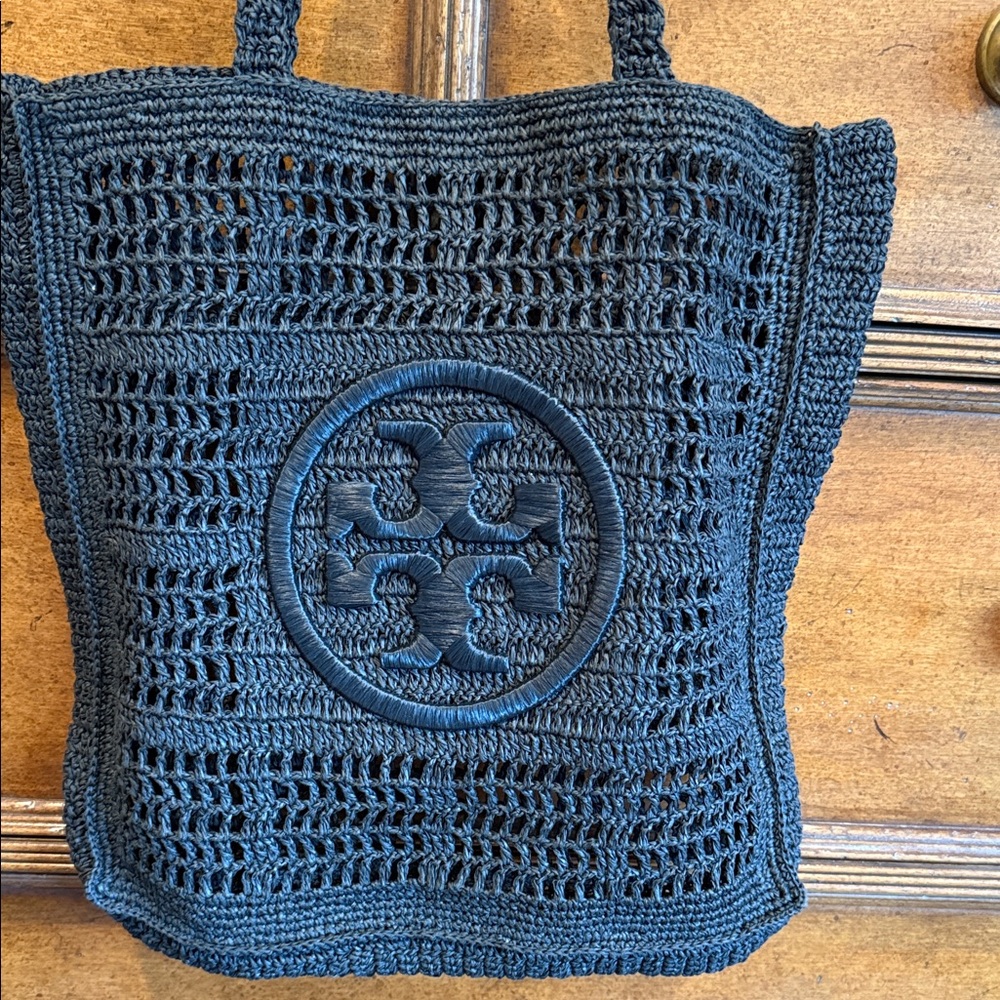 Tory Burch Dark Blue Crochet Tote